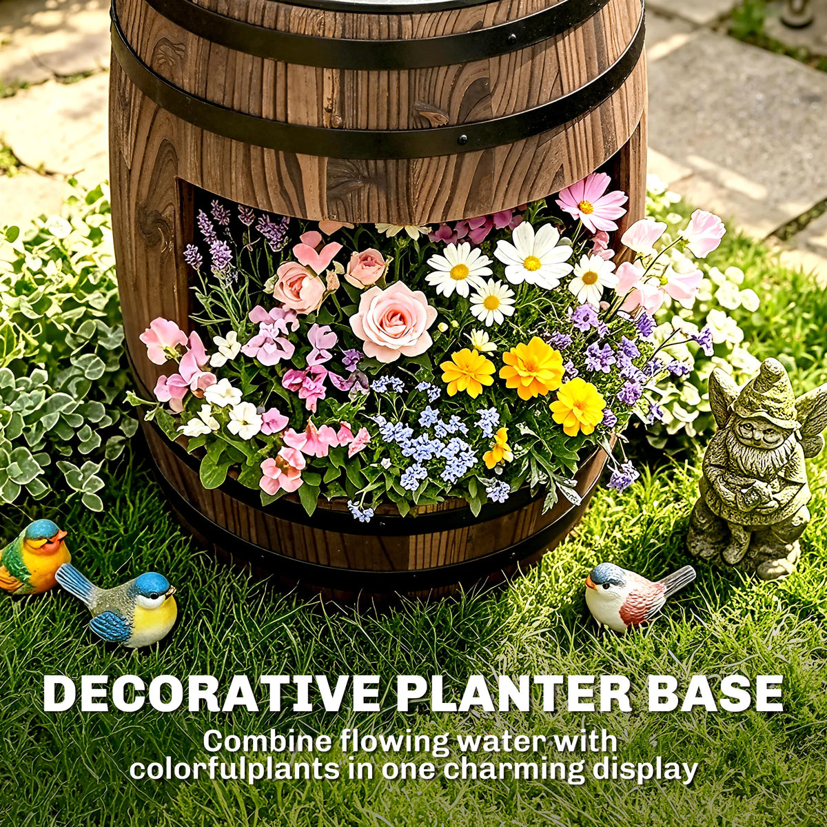 Outsunny Wooden Water Pump Fountain For Garden And Patio Decor