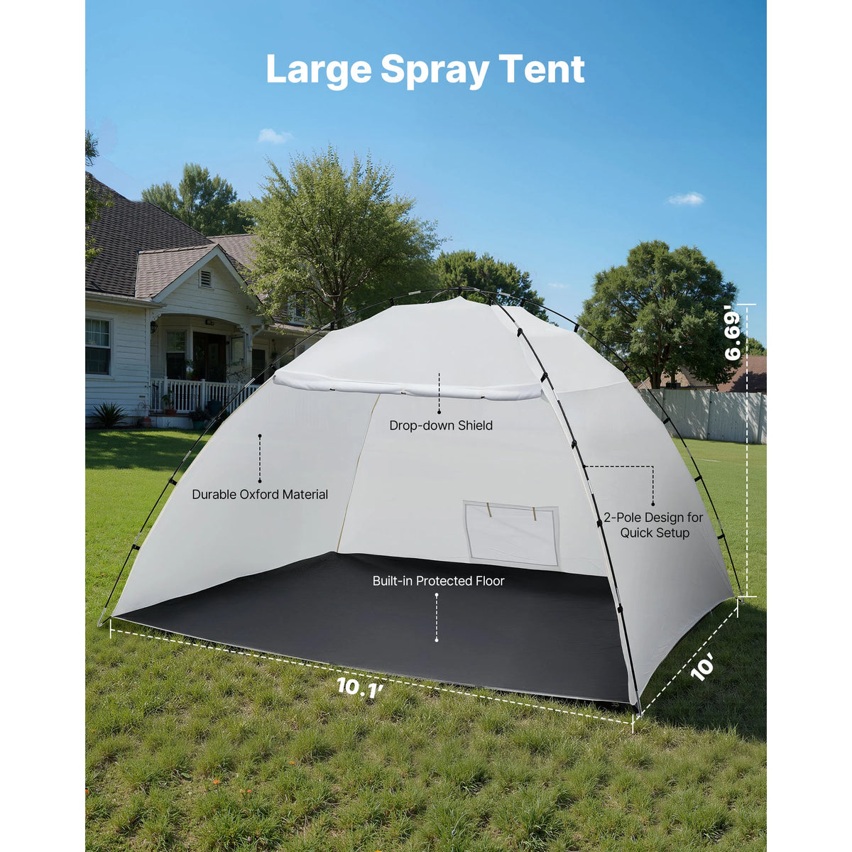 SucceBuy Portable Paint Booth Tent Painting Tent Station Spray Shelter w Built-in Floor Large Space Oxford Spray Painting Tents