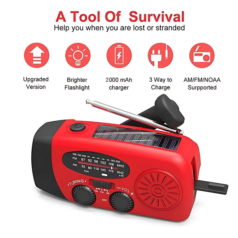 Solar Hand Crank Emergency Weather Radio With Power Bank