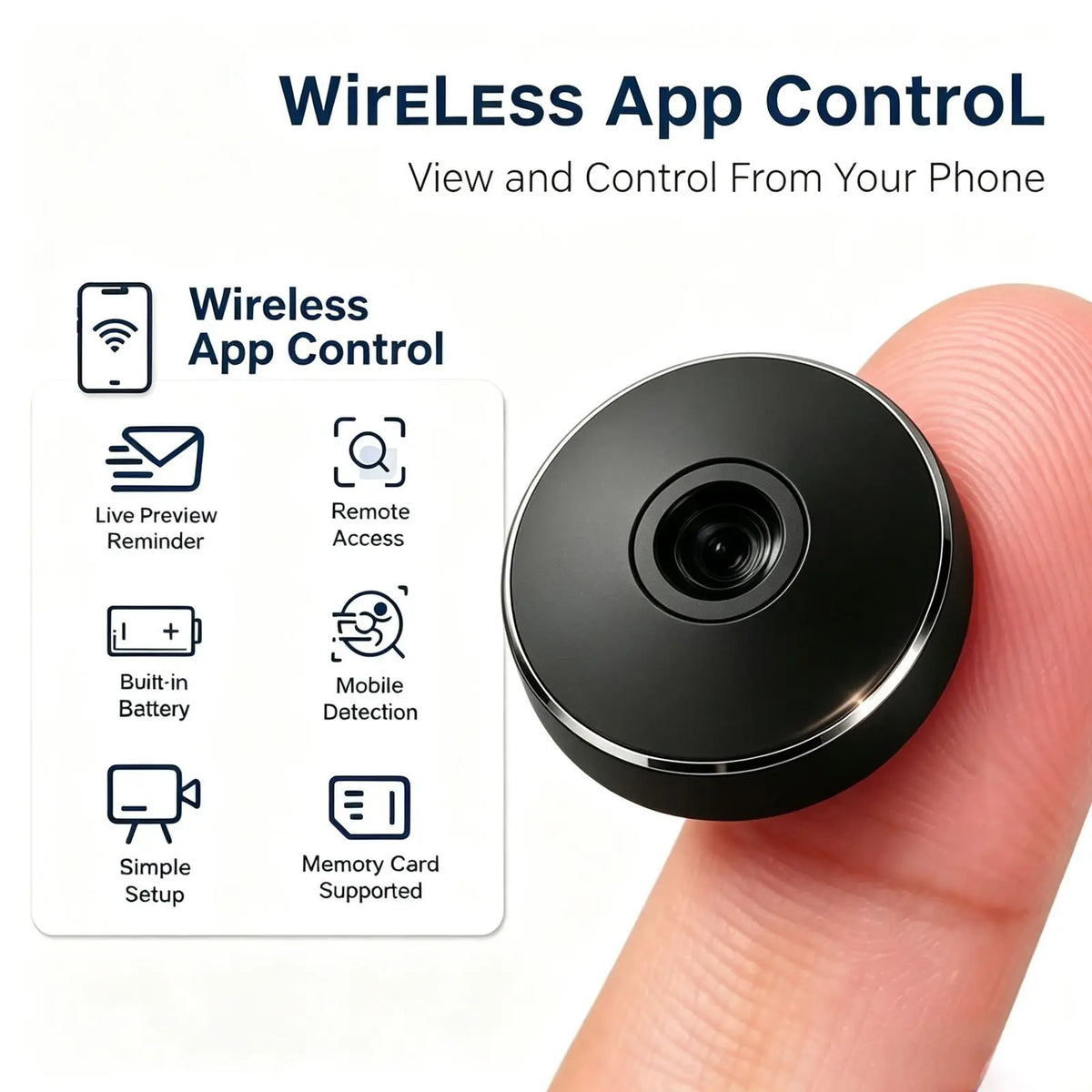 Ultra Mini HD Wireless WiFi Surveillance Camera, Miniature Portable Nanny Cam Baby Monitor With Infrared Night Vision, Mobile Remote Real-Time Viewing & Loop Recording, Compact Discreet Security Camera For Home, Baby, Pet & O