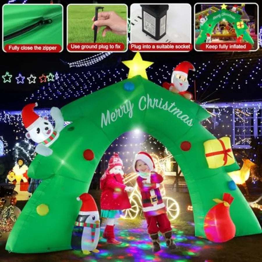 OLOEY Inflatable Christmas Tree Arch With LED Kaleidoscope Lights