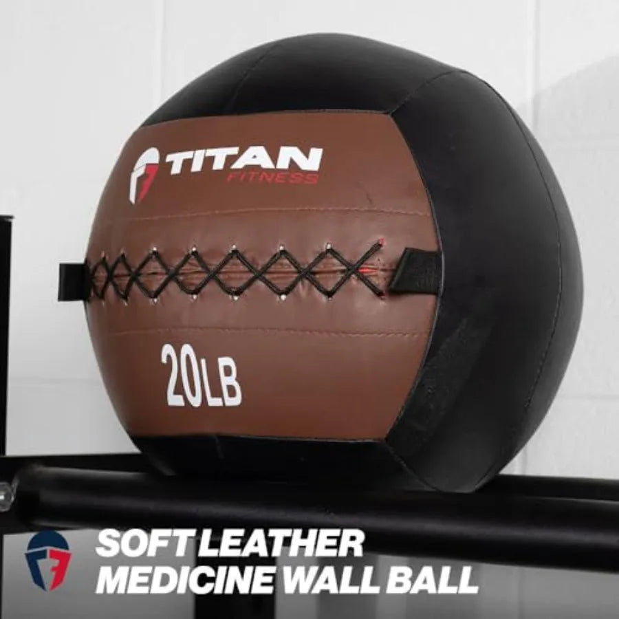Wall Ball for Medicine Ball Training: Soft Leather Black Durable for Endurance Cardio Core Strength