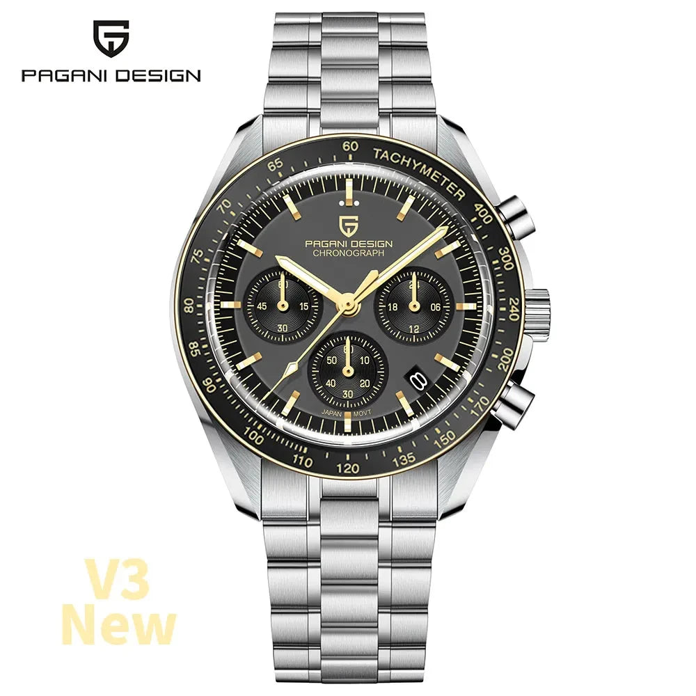 Pagani Design Men Stainless Steel Quartz Watch Chronograph Sapphire