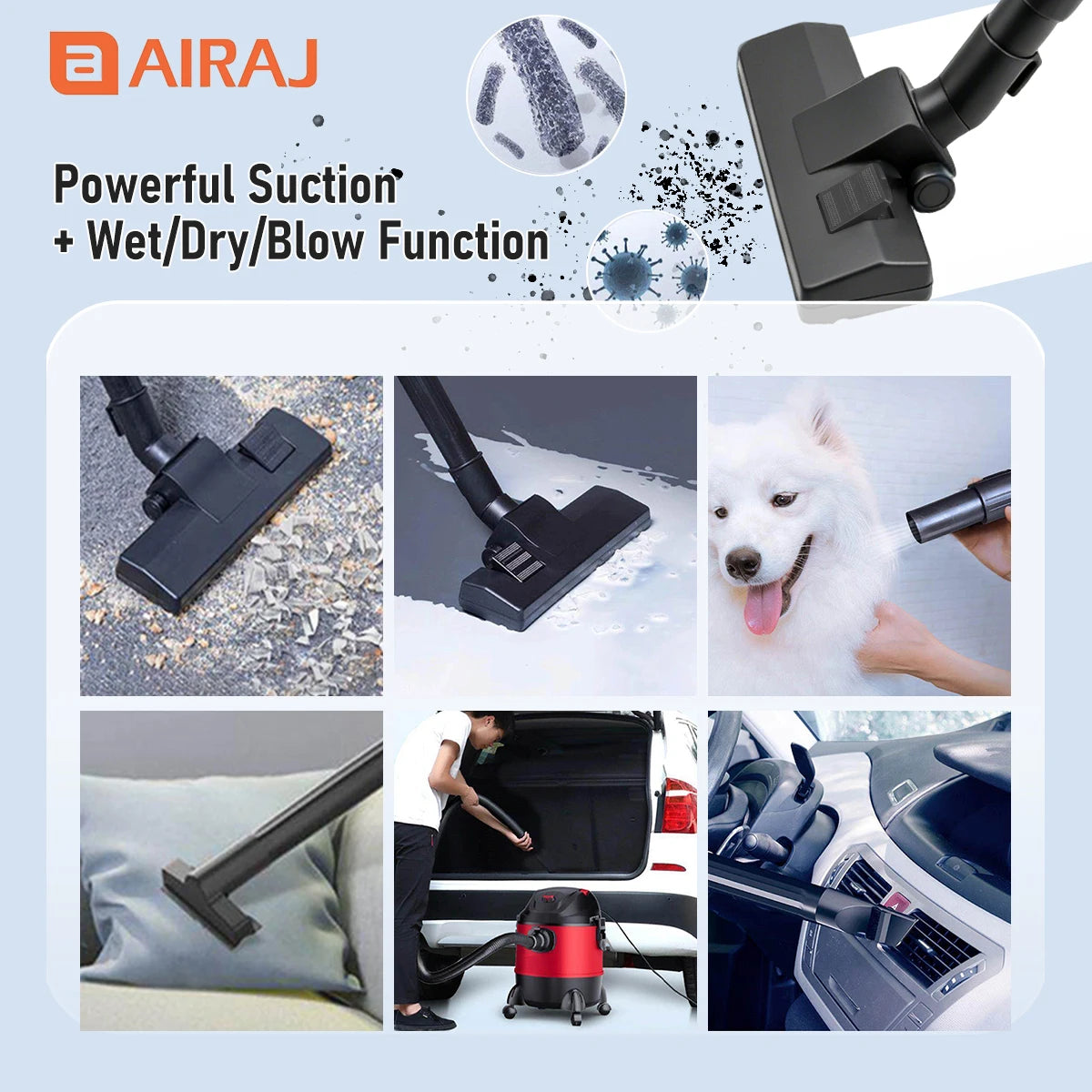 AIRAJ Electric Wet And Dry Vacuum Cleaner With Blow Function