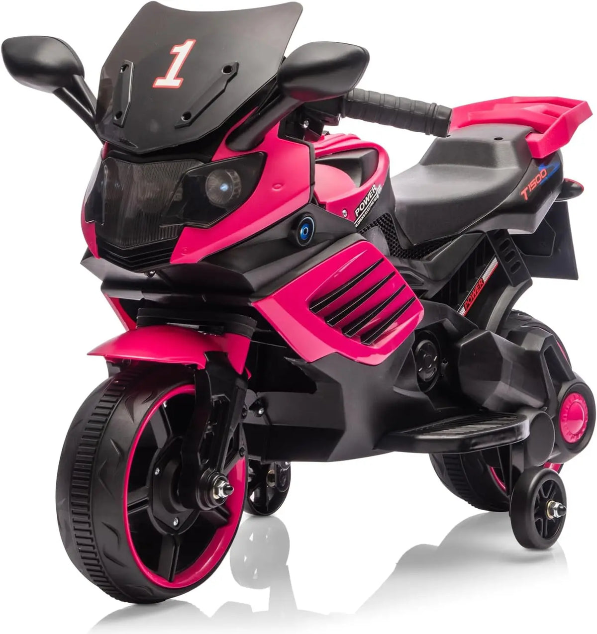 HiMISS Kids Electric Motorcycle With Training Wheels And Horn