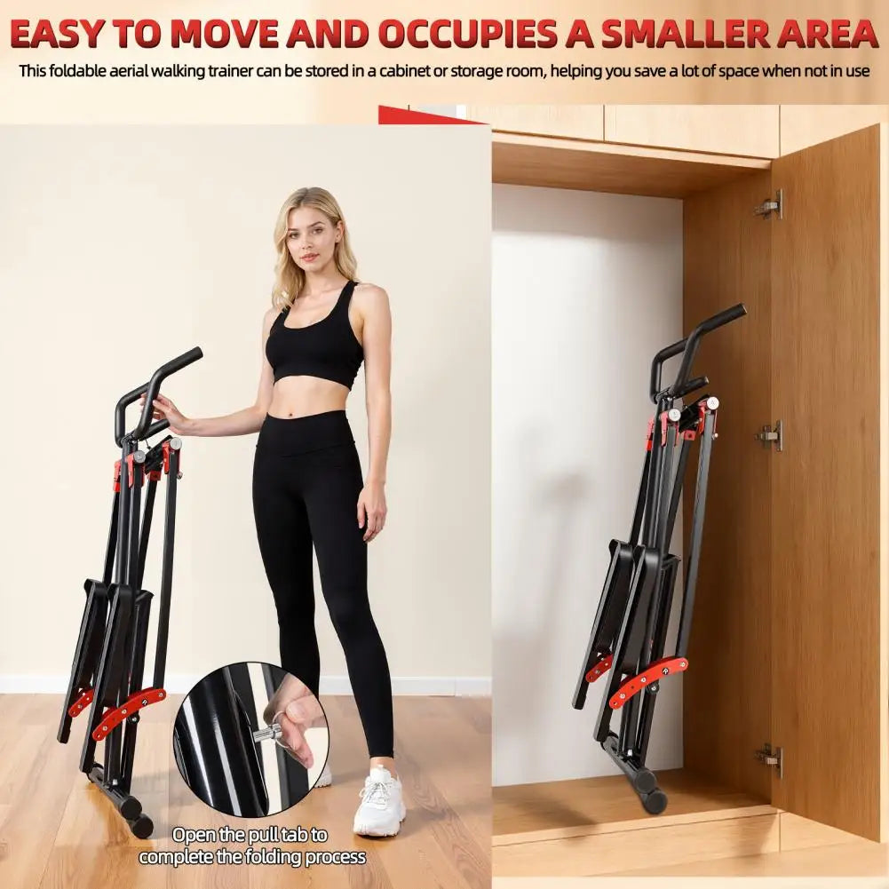 Cross Trainer Glider, 330LBS Load Bearing Air Walker Exercise Machine, Foldable Elliptical Cross Trainer With LCD Monitor