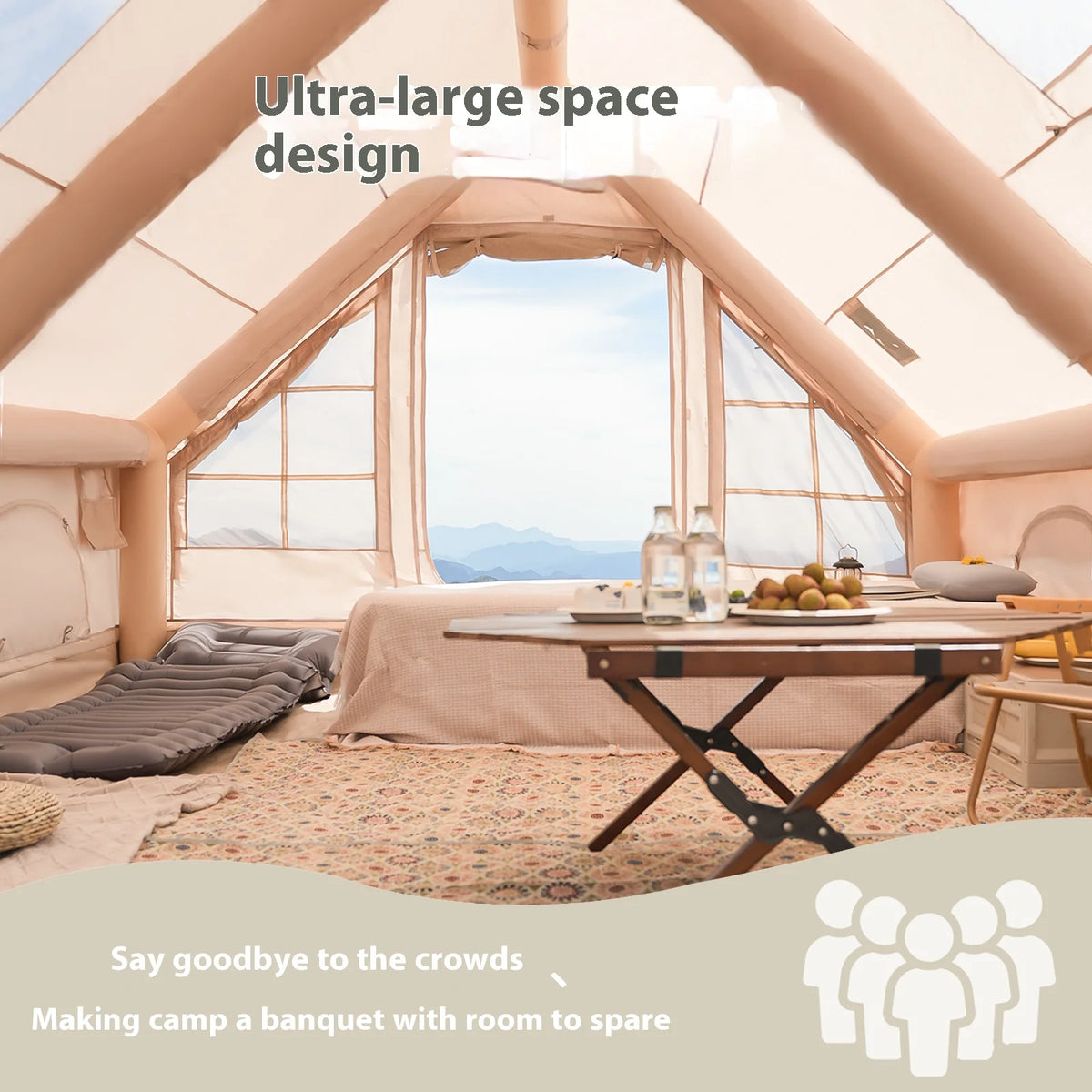 Pakicetus Waterproof Inflatable Camping Tent With Stove Plug