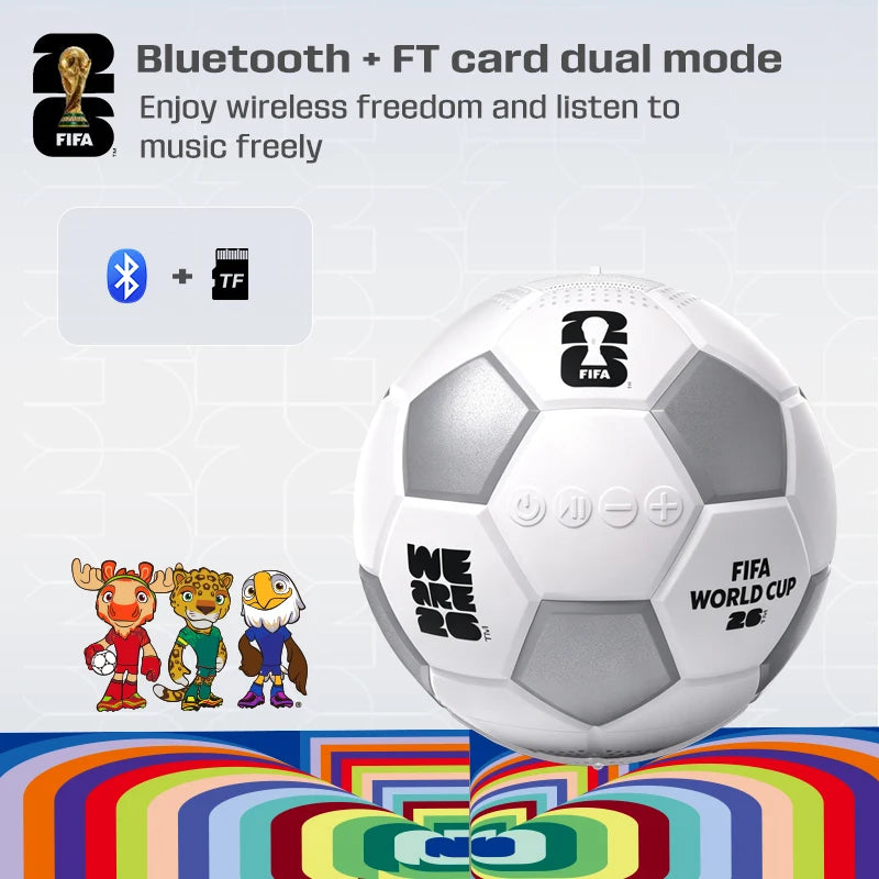 2026 FIFA World Cup FIFA-F26S01 Spherical Bluetooth Speaker Portable Wireless Speaker 360° Stereo Sound Deep Bass IPX5 Waterproof 12H Playtime Built-in Mic for Home Outdoor Party