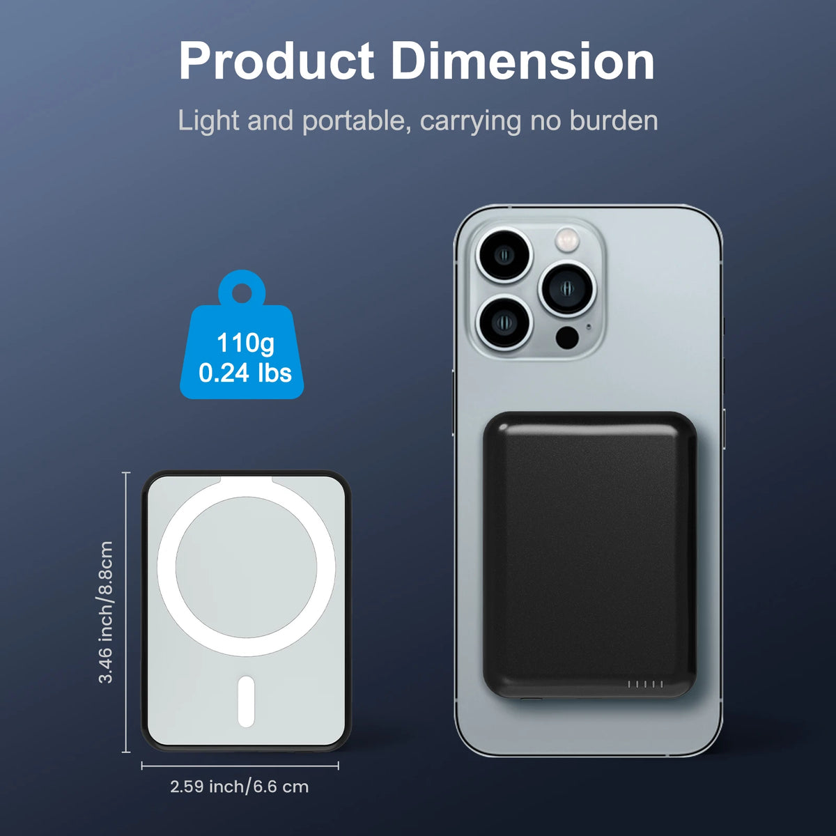 Magnetic Power Bank 5000mAh Wireless Charger With 20W USB-C Cable