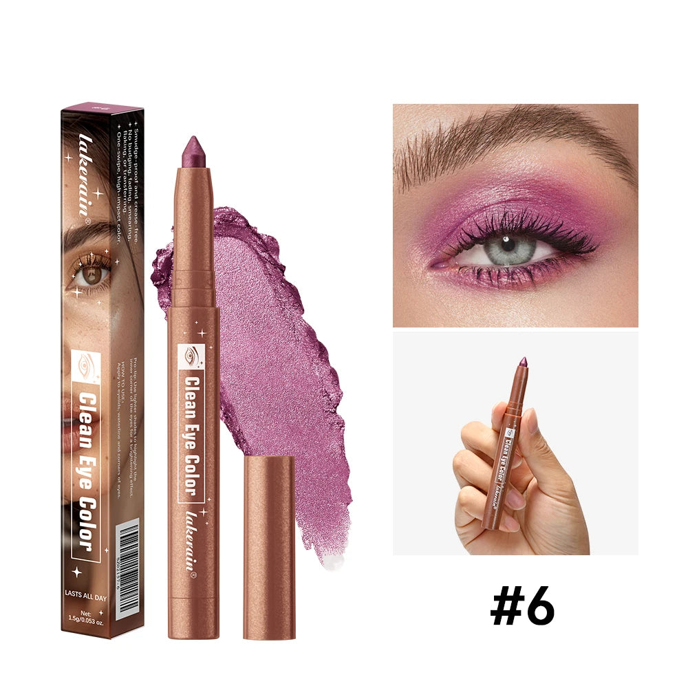 Shimmer Cream Eyeshadow Stick Waterproof Metallic Eye Shadow Crayon Blendable Long Lasting Glitter Eye Brightener Stick Daily Eye Makeup Cosmetic