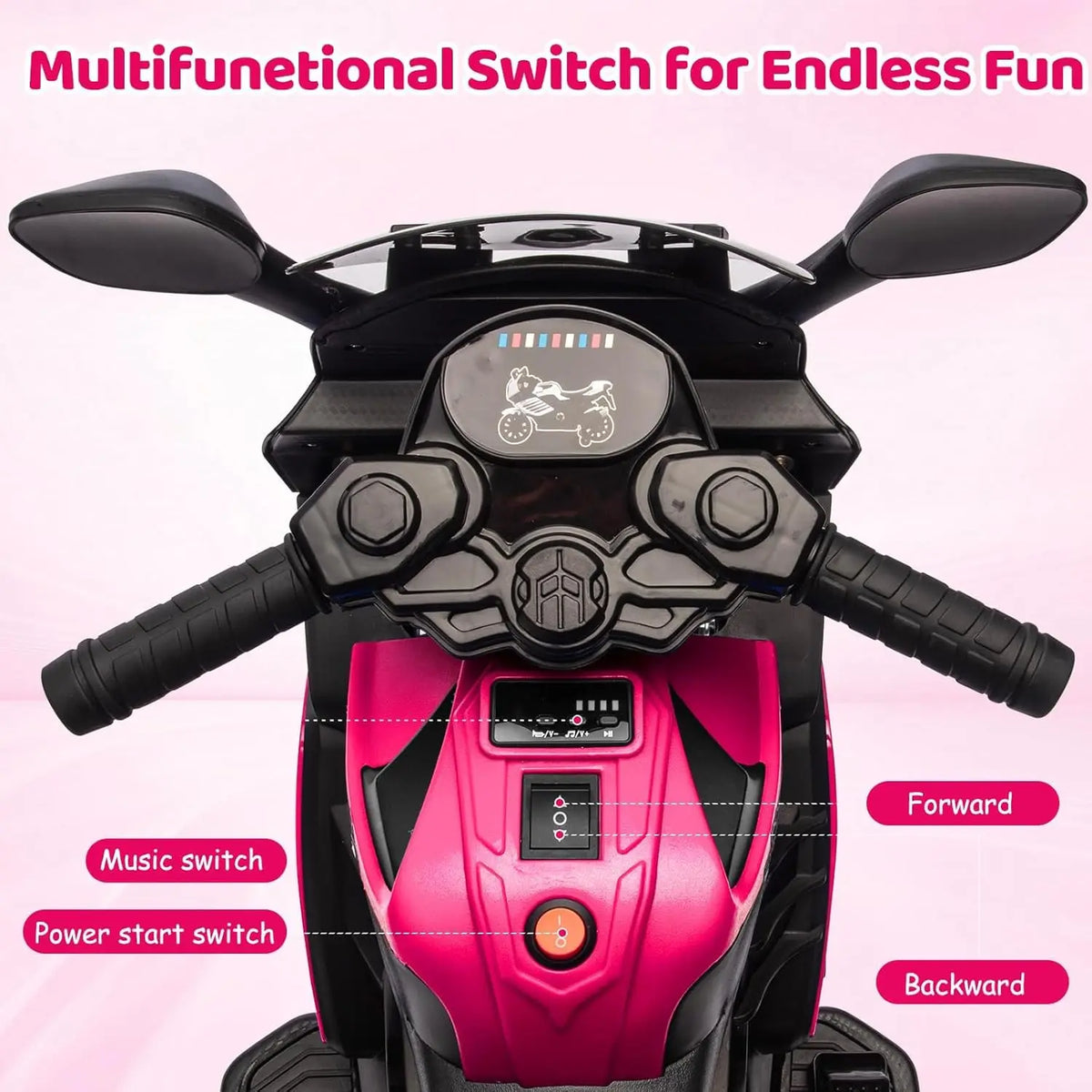 HiMISS Kids Electric Motorcycle With Training Wheels And Horn