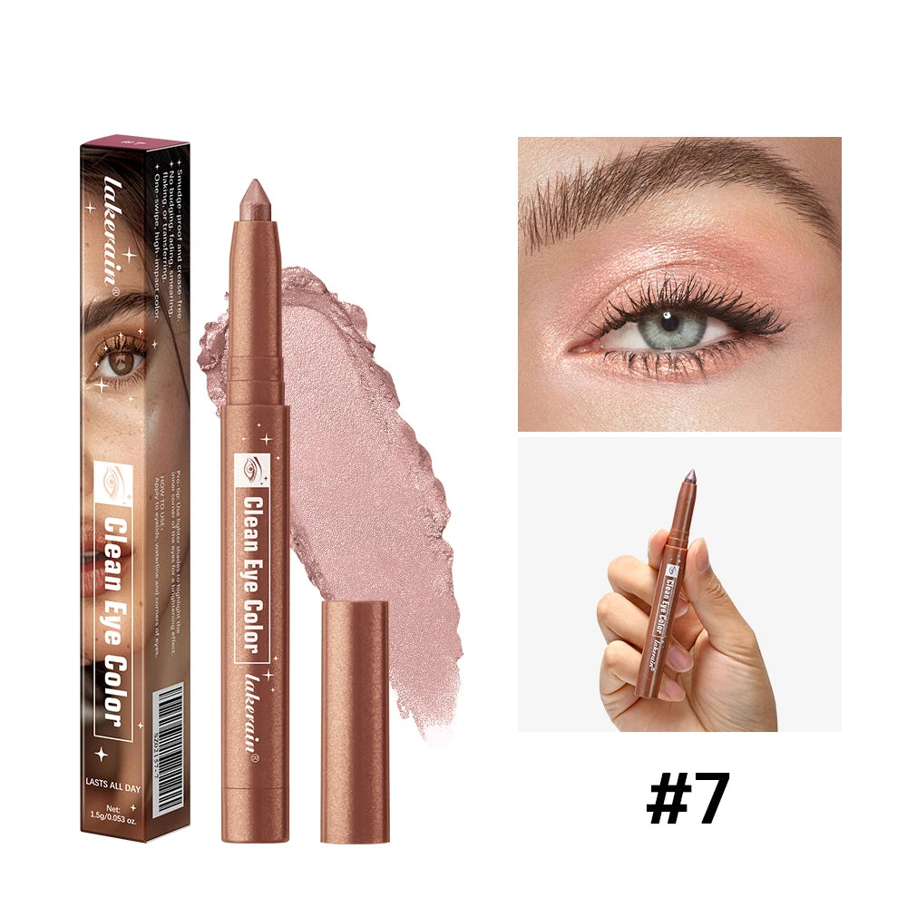 Shimmer Cream Eyeshadow Stick Waterproof Metallic Eye Shadow Crayon Blendable Long Lasting Glitter Eye Brightener Stick Daily Eye Makeup Cosmetic