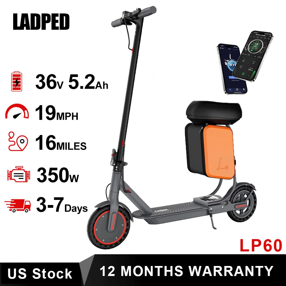 LADPED LP60 Folding Electric Scooter 350W 19mph 16 Mile Range