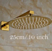 Shinesia Chrome Ultrathin Bath 8''10''12" Rainfall Shower Head with Shower Arm Stainless Steel Bathroom Accessory