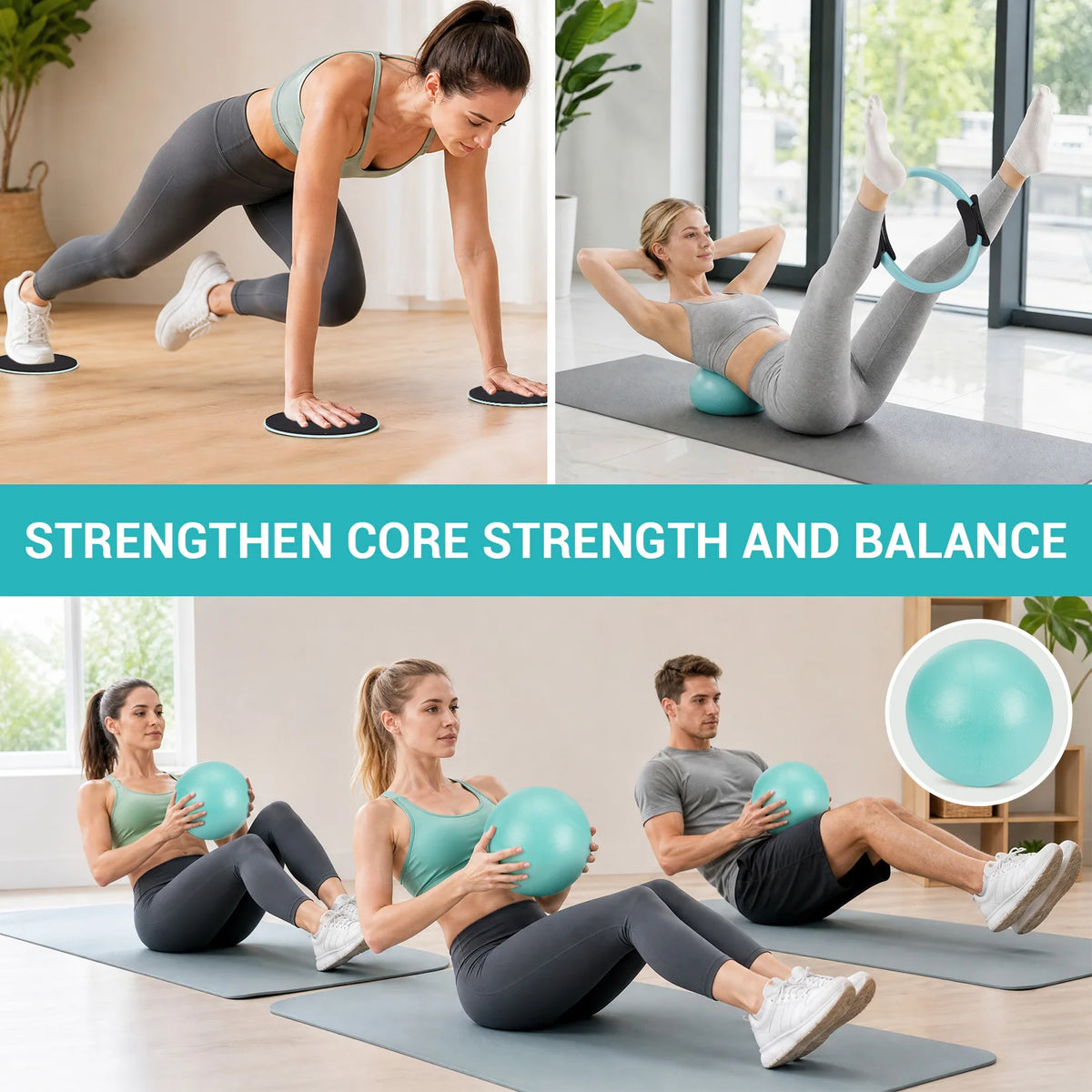 Pilates Training Set With Ring Bands Sliders And Toning Bar