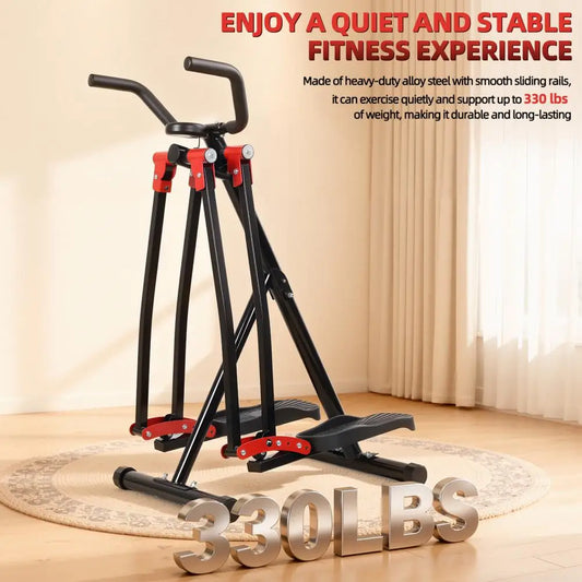 Cross Trainer Glider, 330LBS Load Bearing Air Walker Exercise Machine, Foldable Elliptical Cross Trainer With LCD Monitor