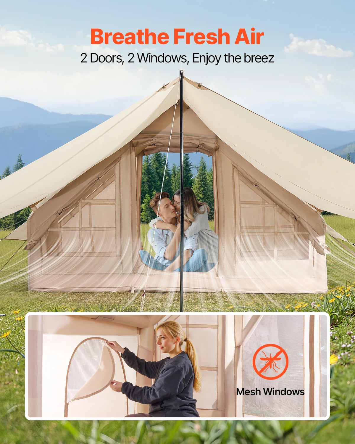 SucceBuy Inflatable Camping Tent With Hand Pump Air Column Design