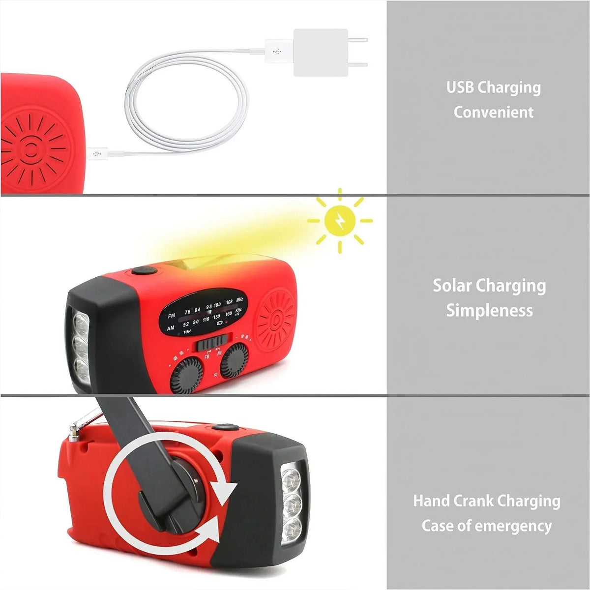 Solar Hand Crank Emergency Weather Radio With Power Bank