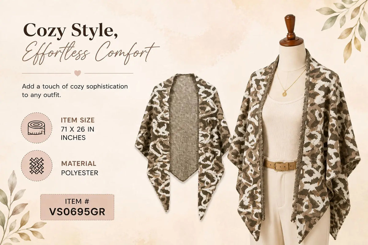 Women Camo Floral Print Shawl Wrap Open Front Polyester Poncho Cape Lightweight Fall Winter Fashion Outerwear for Ladies