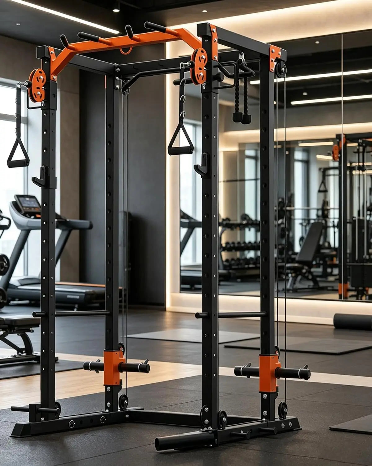 2000LB Power Rack with Cable Crossover, Lat Pulldown & Pulley System – Heavy Duty Workout Cage for Home Gym Training