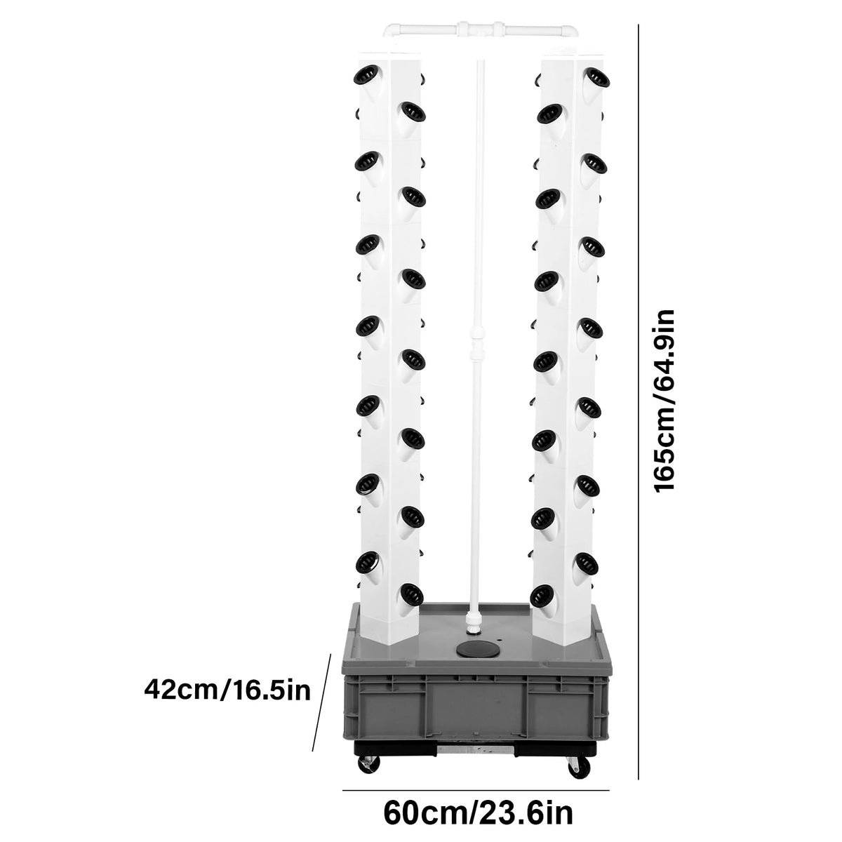 65in Vertical Hydroponic Garden Tower with 56 Planting Holes 18W Water Pump for Leaf Plants