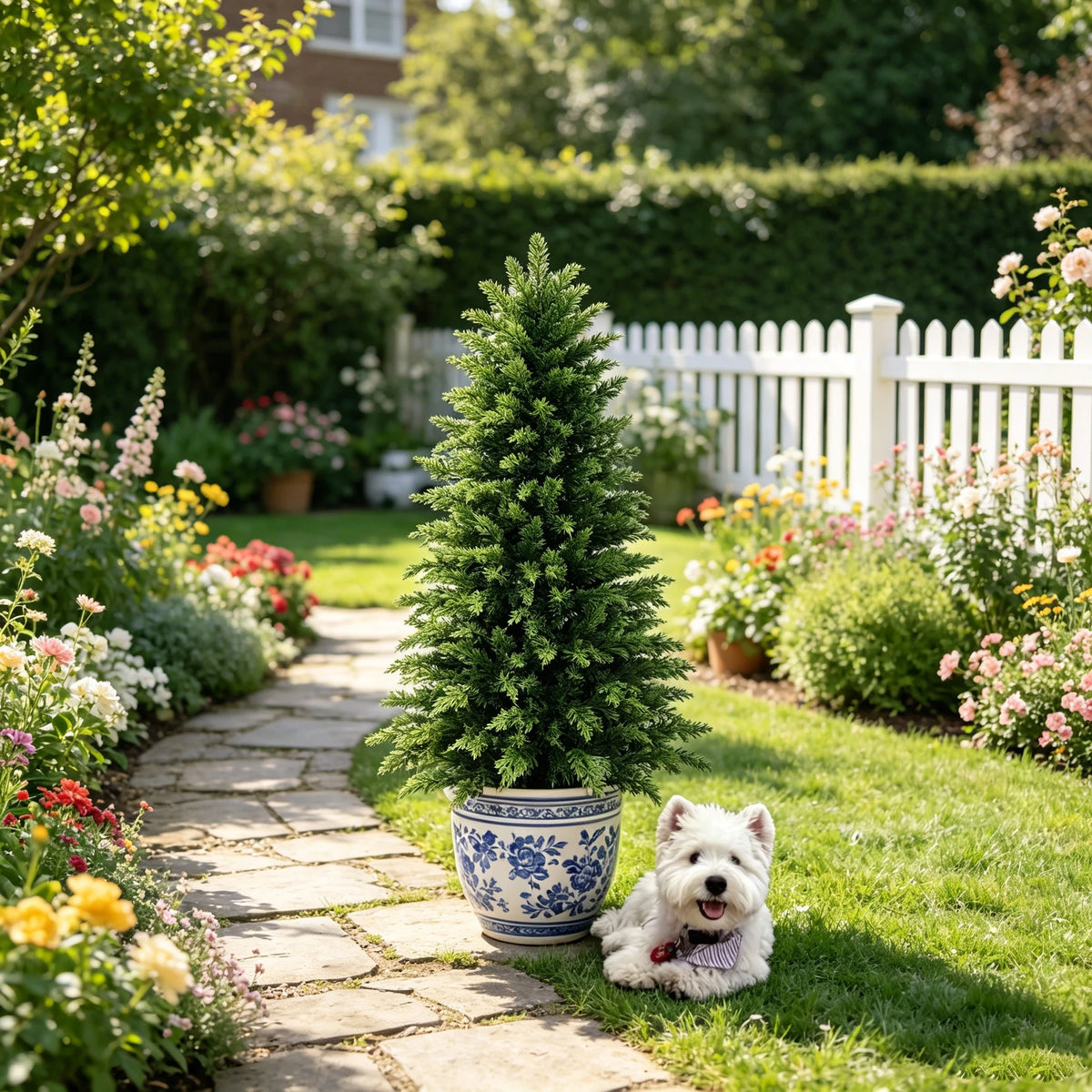Realistic Artificial Cedar Topiary Trees For Home Garden Decor