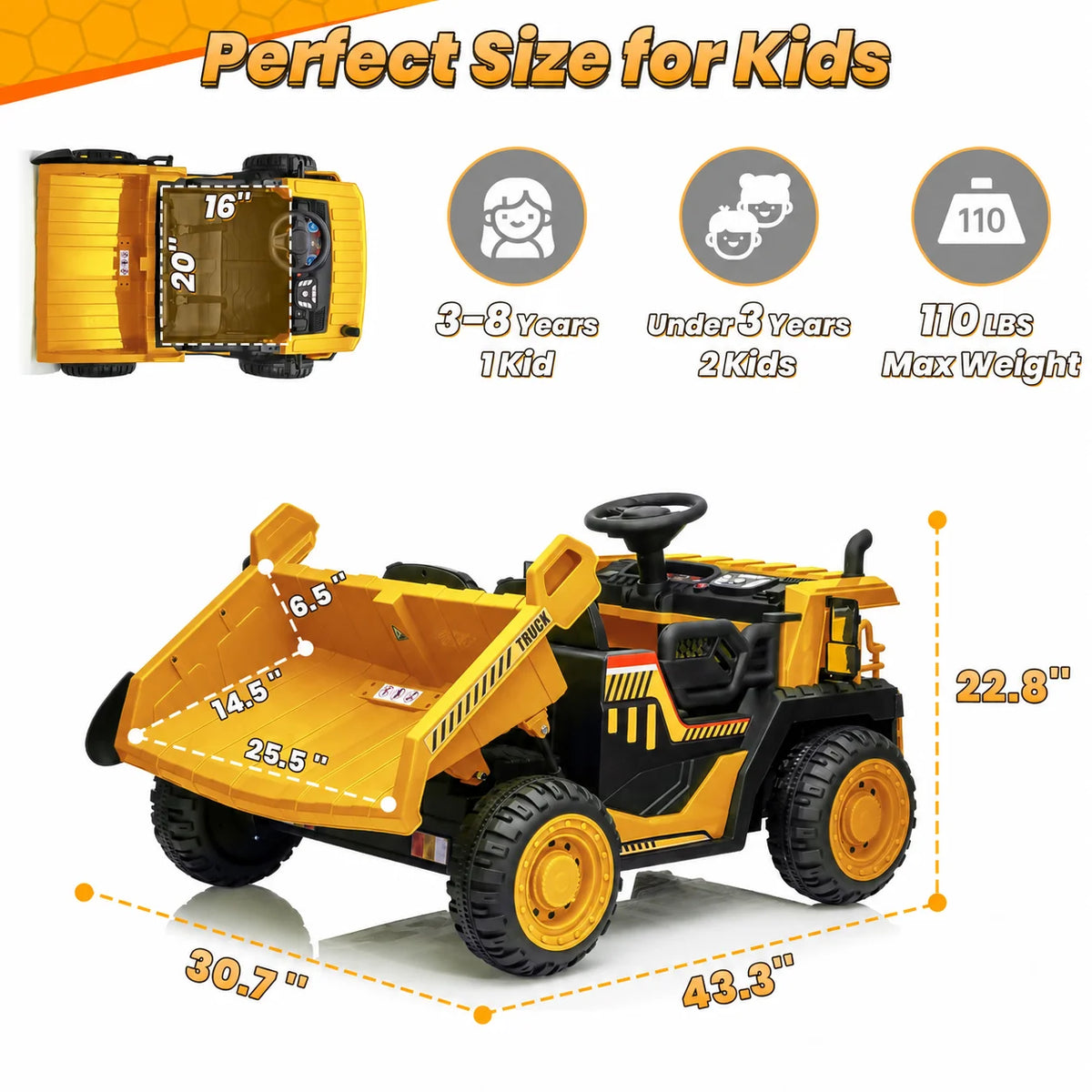 Joyracer Electric Ride On Dump Truck With Remote And Shovel