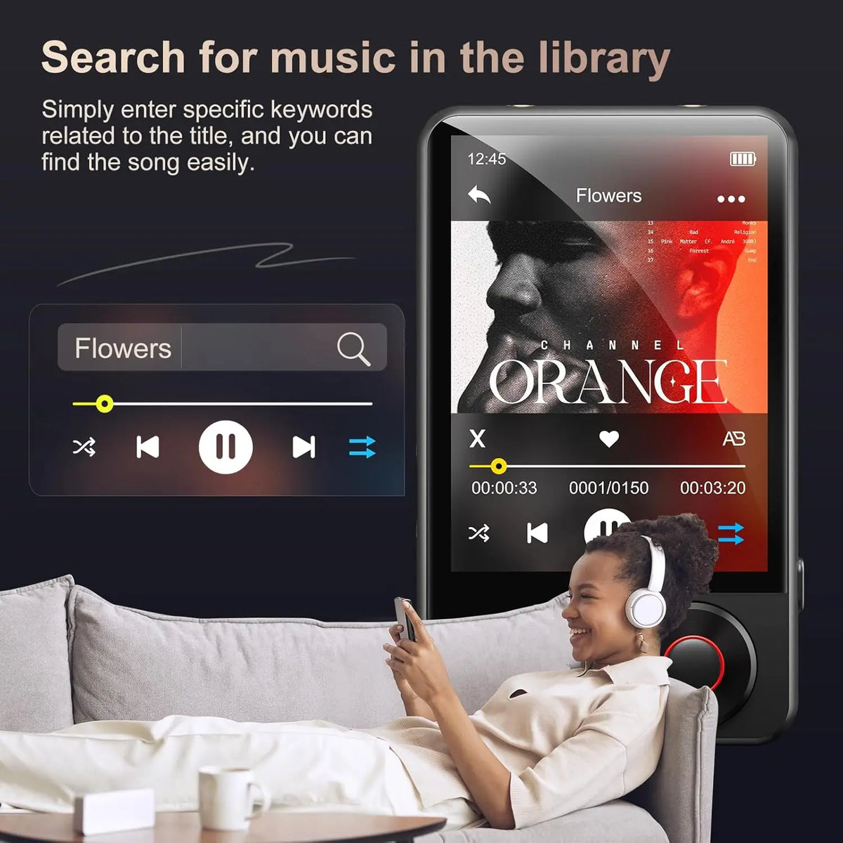 MECHEN MP3 Player with Bluetooth 5.3, 2.4-inch, HD Speakers, Dual Headphone Ports, FM Radio, Audio Recording, EBooks