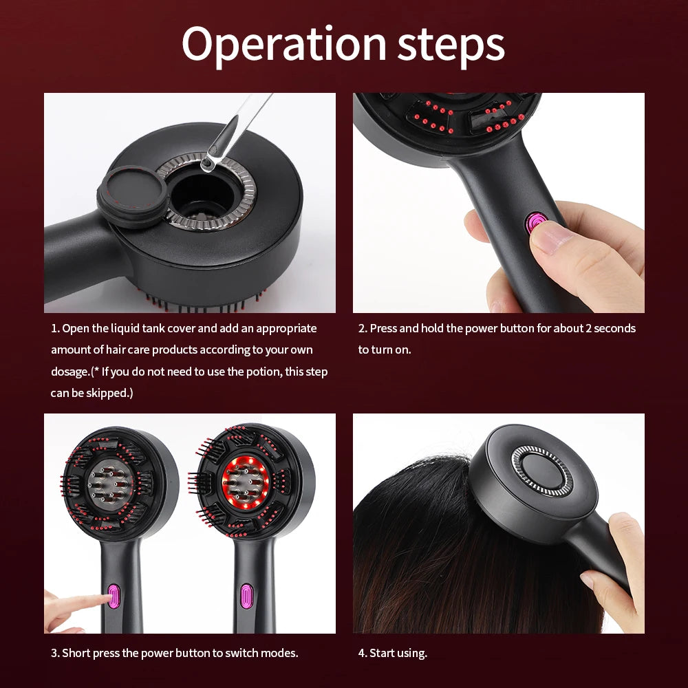 Electric Vibration Massage Comb Red Light Hair Growth Massage Scalp Brush Anti Hair Loss Liquid Oil Applicator Hair Care