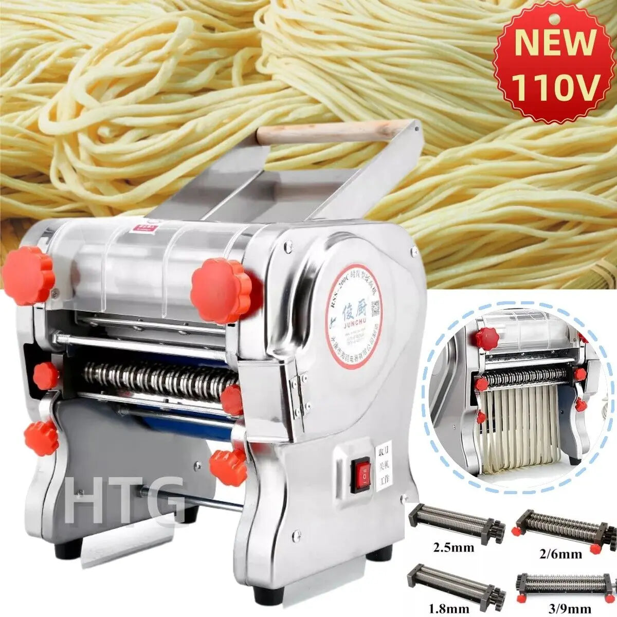 Commercial Electric Pasta Maker Dual Knife Stainless Steel Noodle Machine