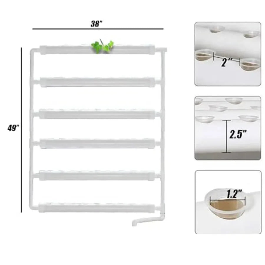 Hydroponics growing system for indoor gardening, ABS plastic, white, 54-hole wall-mounted design with water pump, nest basket a