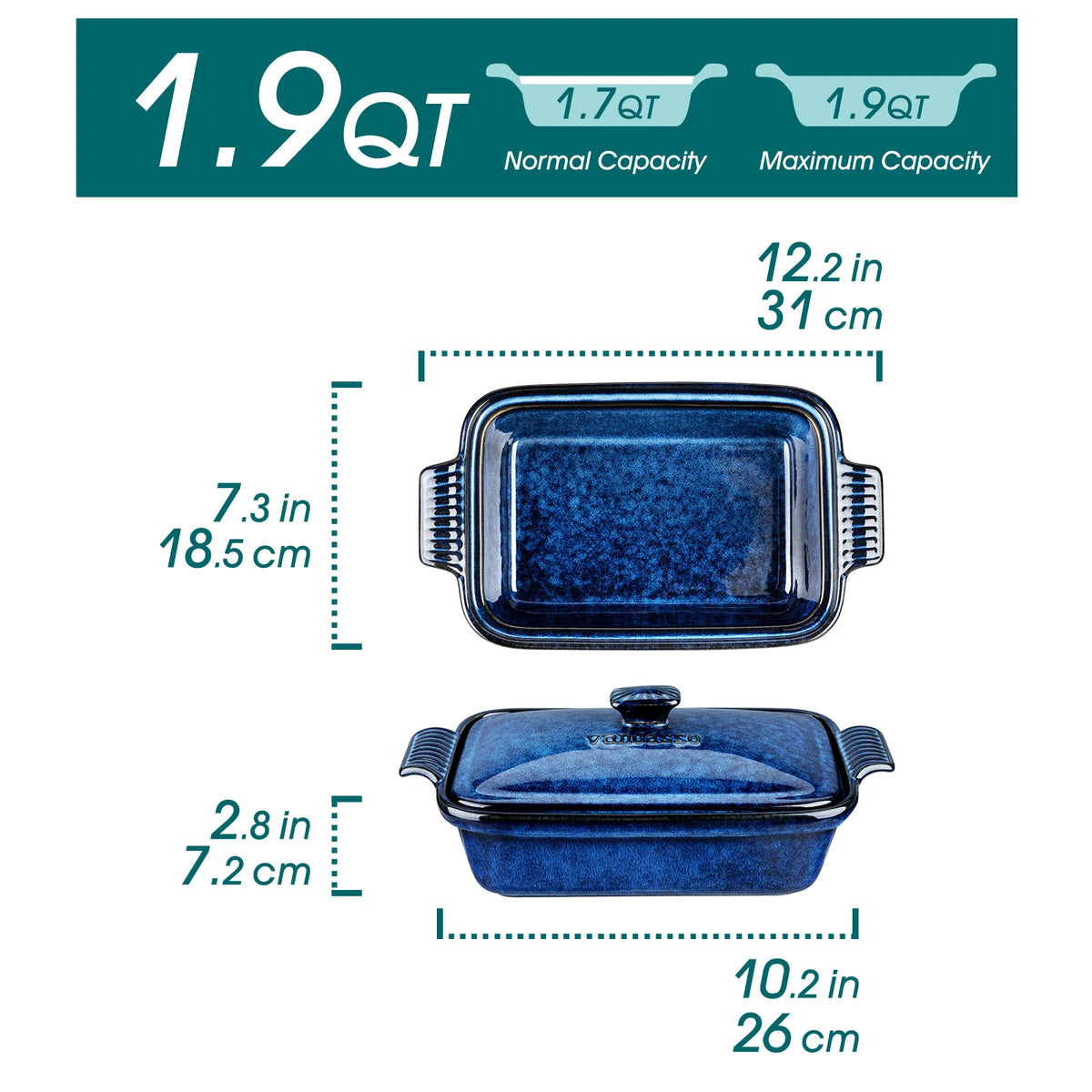 Malacasa Starry Porcelain Casserole Baking Dish With Lid And Microwave