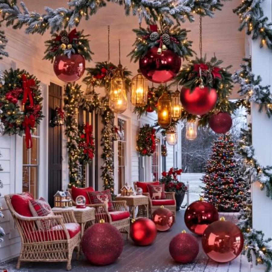 8 Pack Extra Large Christmas Ornament Balls for Tree Decoration, Glass, Wine Red, Shatter-Resistant and Glossy Finish