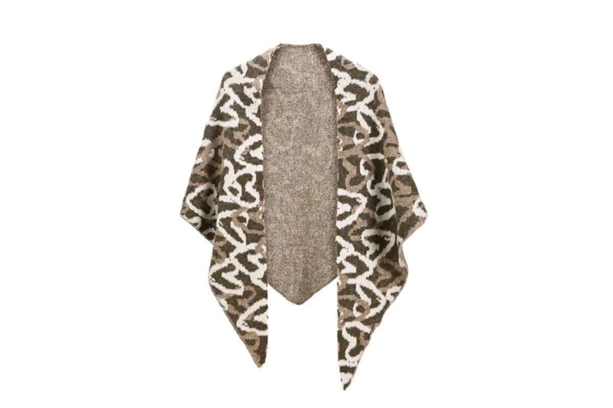 Women Camo Floral Print Shawl Wrap Open Front Polyester Poncho Cape Lightweight Fall Winter Fashion Outerwear for Ladies