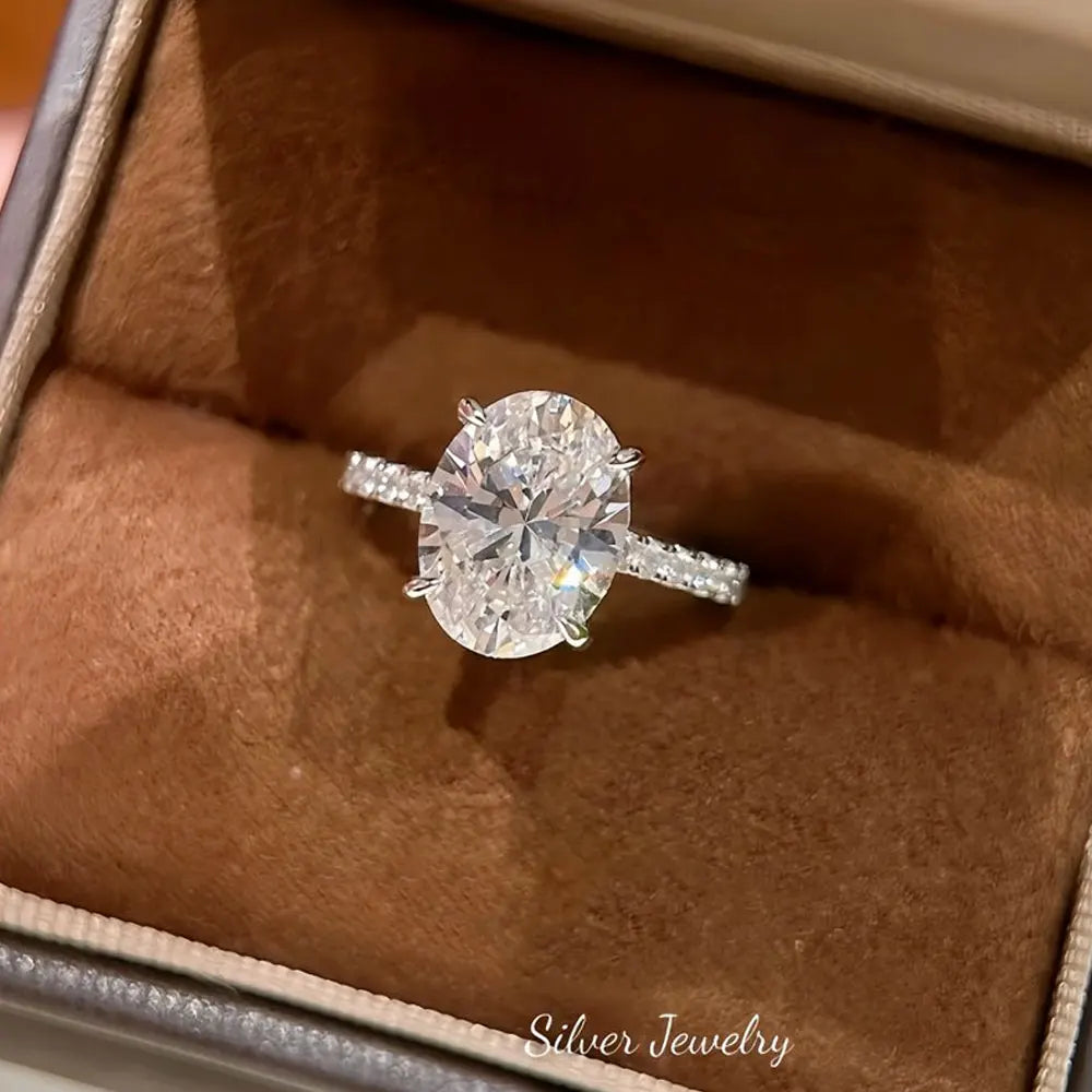 LYEE CYEE 925 Sterling Silve Gorgeous Shiny Moissanite Oval Stone Ring For Women Engagement Wedding Luxury High Quality Fine Jewelry