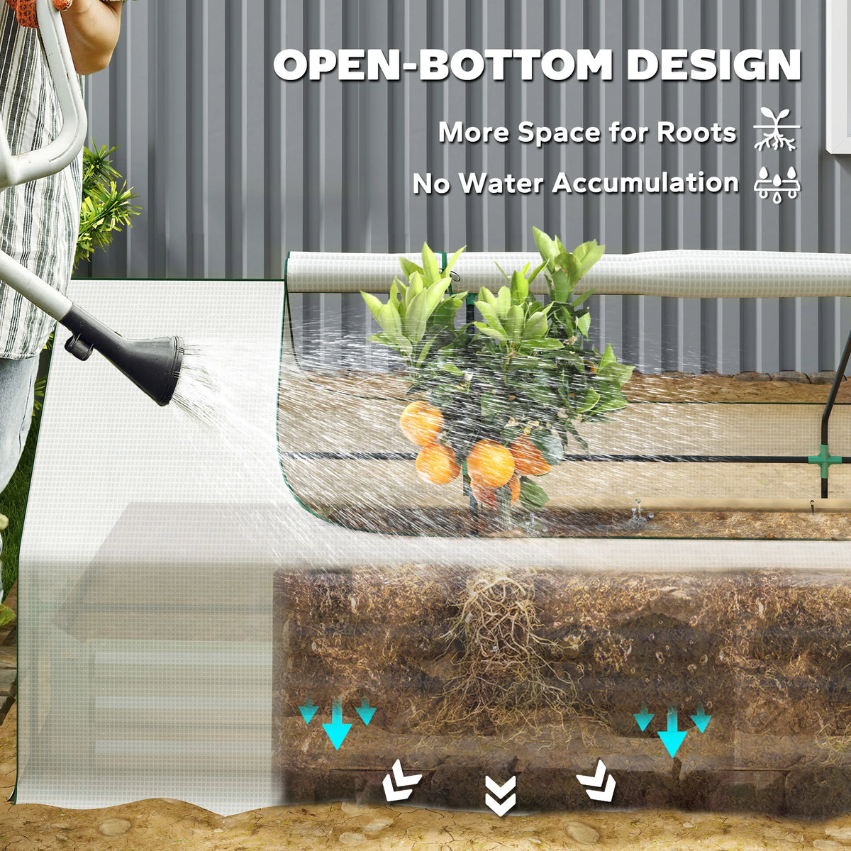 8.6 x 3 x 1ft Raised Garden Bed with Mini Greenhouse, White