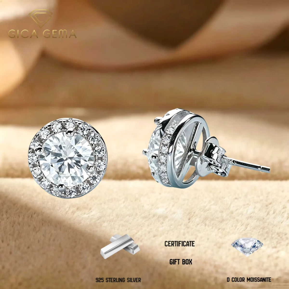 1CT*2  D VVS1 Multi-color Moissanite S925 Earrings Exquisite Jewelry for Women to Shine at Weddings and Parties GIFT Retro