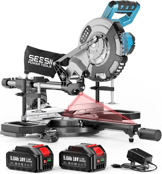 SEESII Cordless Sliding Compound Miter Saw With Laser Guide