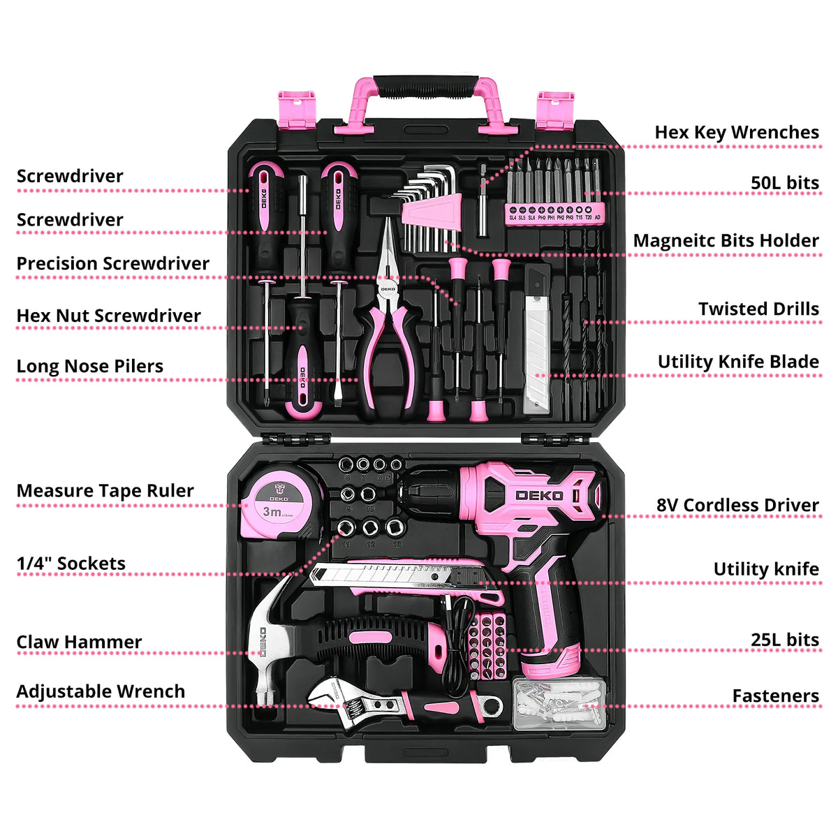 DEKO Cordless Drill Power Tool Combo Kit For Home DIY
