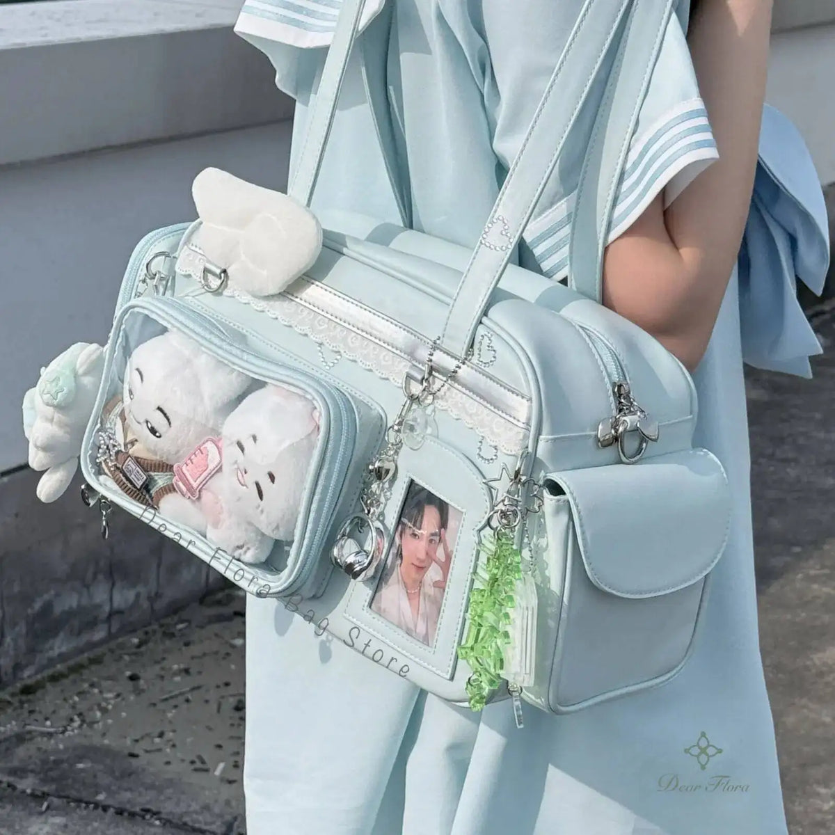 Y2K New Concert Ita Bag JK Large Capacity Shoulder Bag Cute Girl Transparent Backpack Exhibition DIY Badge Display Crossbody Bag