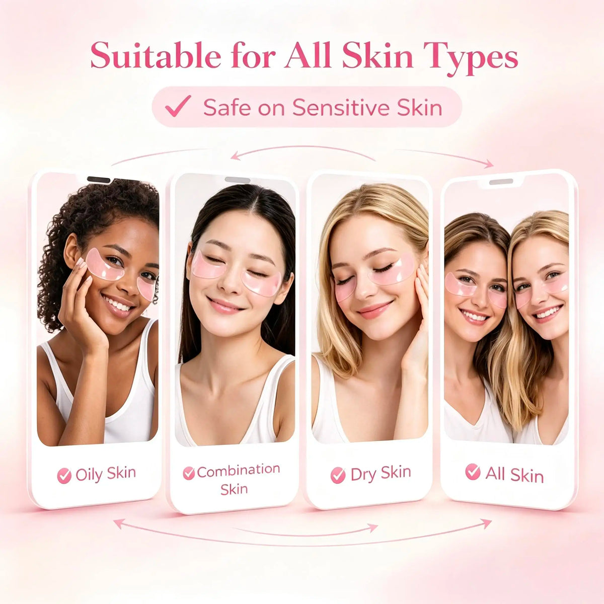 Korean PDRN Hydrogel Eye Masks with Collagen - Cooling Under Eye Patches for Dark Circles, Depuffing, Smoothing - Daily Gentle Skincare Treatment (Easy to Apply Patch)
