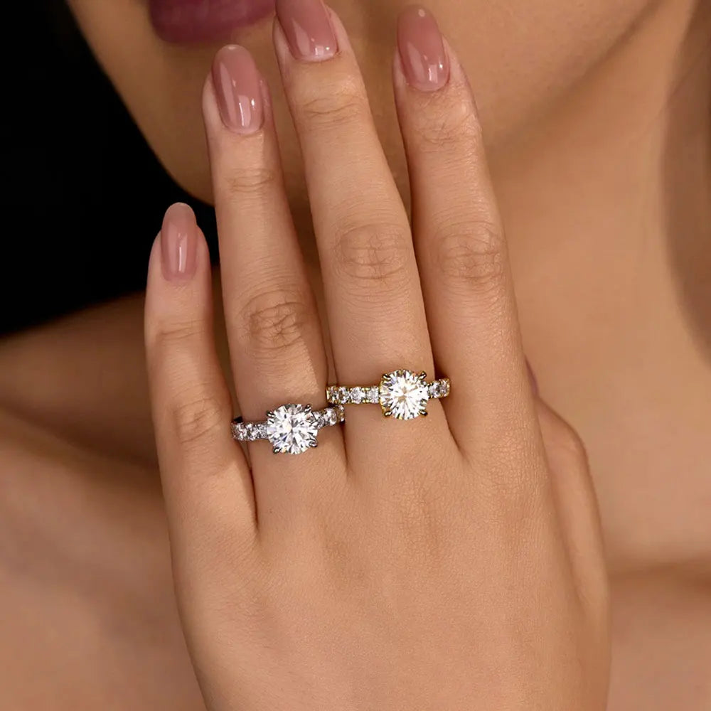 S925 Silver Round Cut Moissanite For Women's Ring Elegant and Romantic Engagement Wedding Promise Anniversary Gift Unique Jewelr