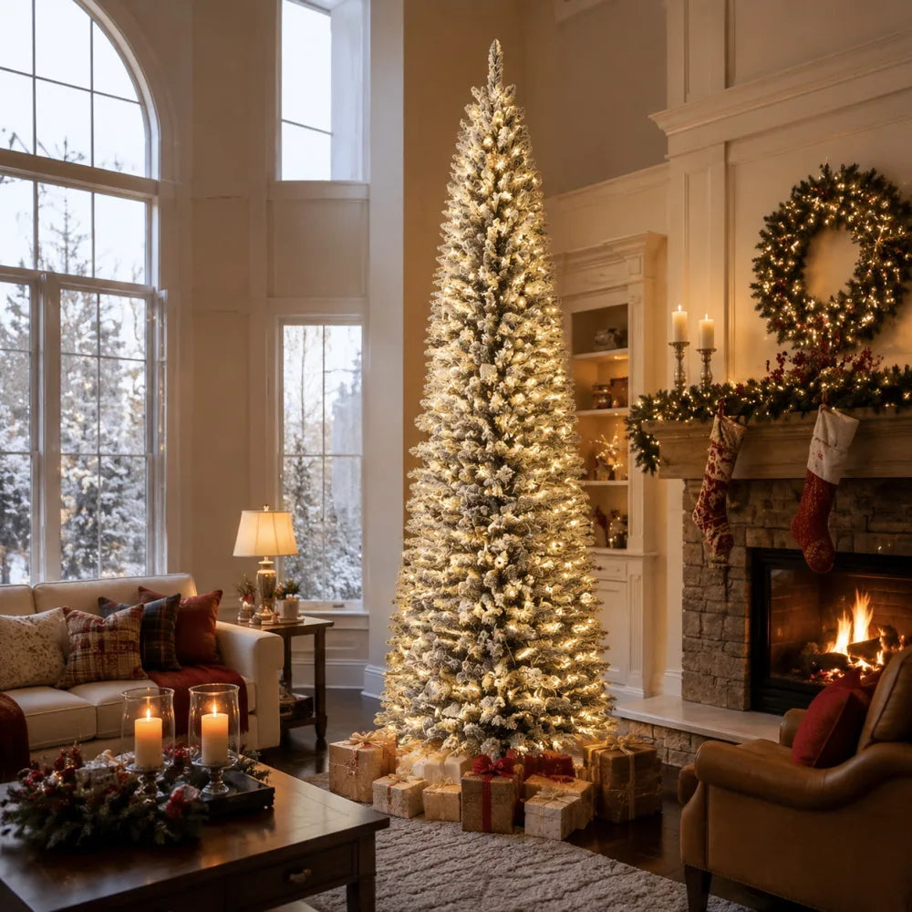 Slim Pre Lit Artificial Christmas Tree With Warm Lights