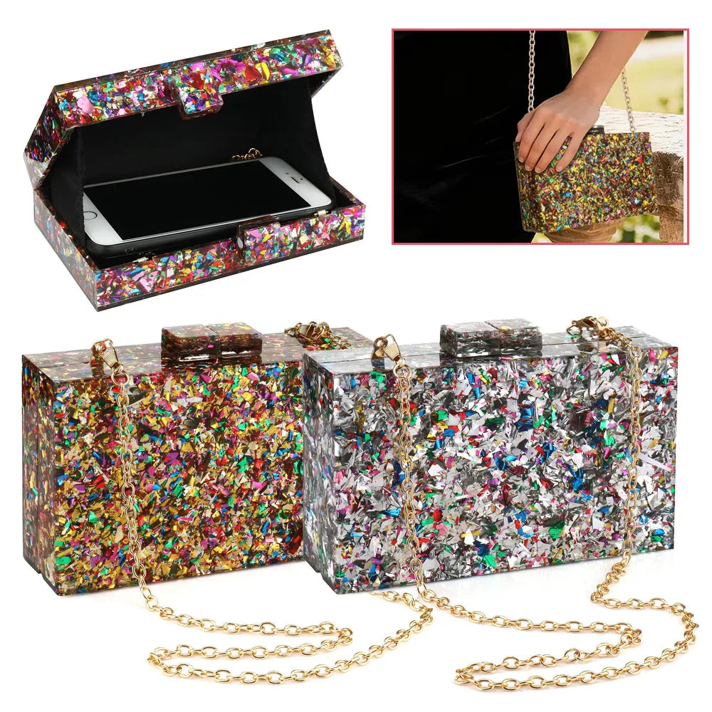 Acrylic Luxury Chain Handbag For Women Box Clutch Evening Bags Party Shoulder Crossbody Bags Dinner Dress Purses Festival Gifts