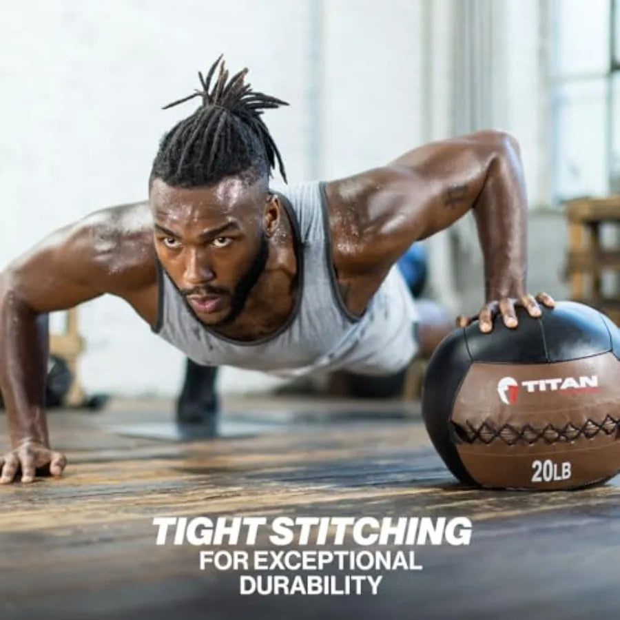 Wall Ball for Medicine Ball Training: Soft Leather Black Durable for Endurance Cardio Core Strength
