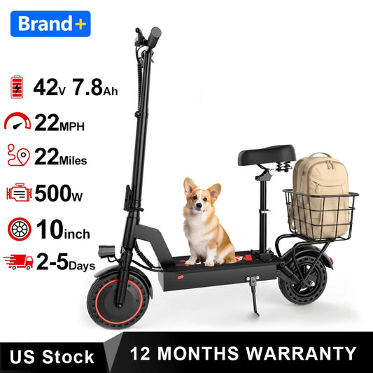 AOVOPRO 500W Foldable Electric Bicycle With Basket And Dual Suspension