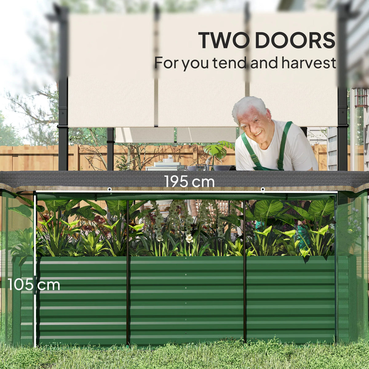 Galvanized Raised Garden Bed with Crop Cage & Shade Cloth, Green
