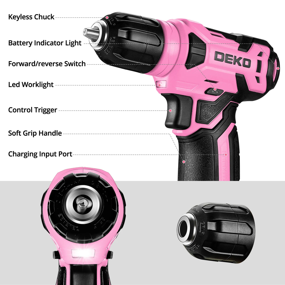 DEKO Cordless Drill Power Tool Combo Kit For Home DIY