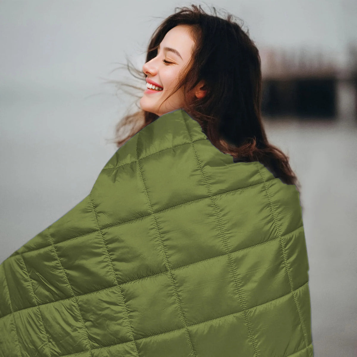Lightweight Down Alternative Puffy Camping Blanket For Travel And Outdoors