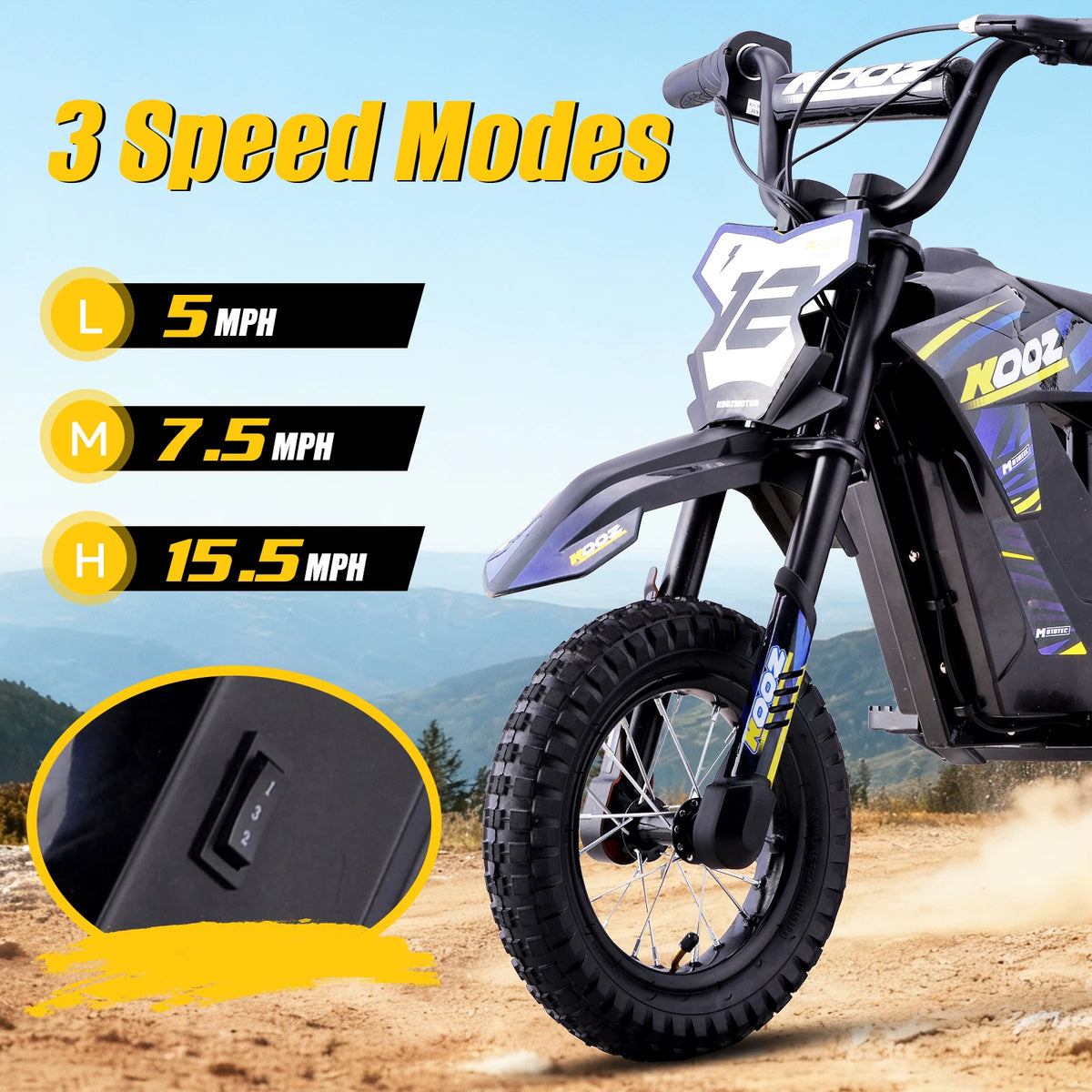 Kooz Electric Dirt Bike For Kids With Fast Riding Speeds